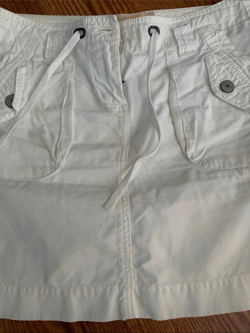 J. Crew White Cargo Skirt with Drawstring Waist